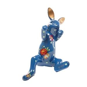 NEW! MacKENZIE CHILDS BLUE LAPIS FUNNY BUNNY POT CLIMBER BNIB EASTER